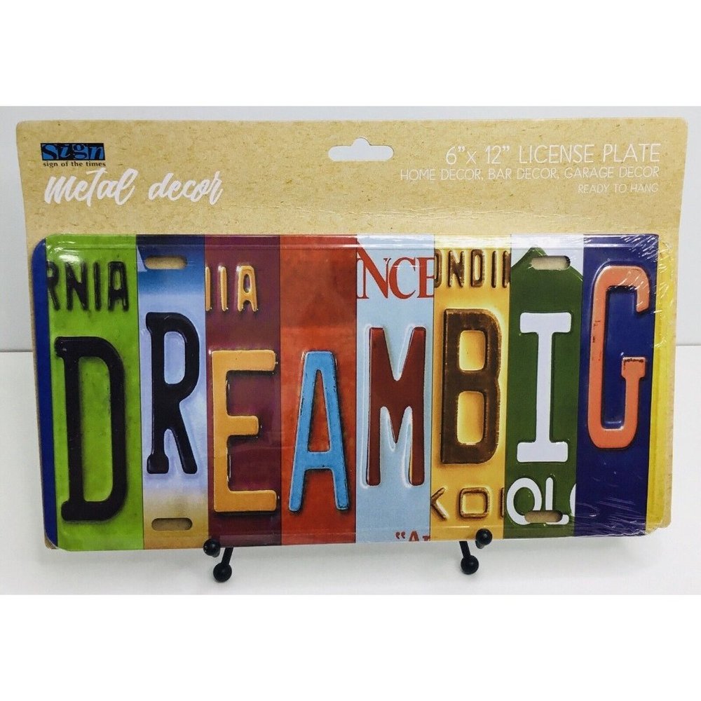 DREAM BIG License Plate Sign Metal - Home Decor - Bar - Garage Decor  6" x 12"